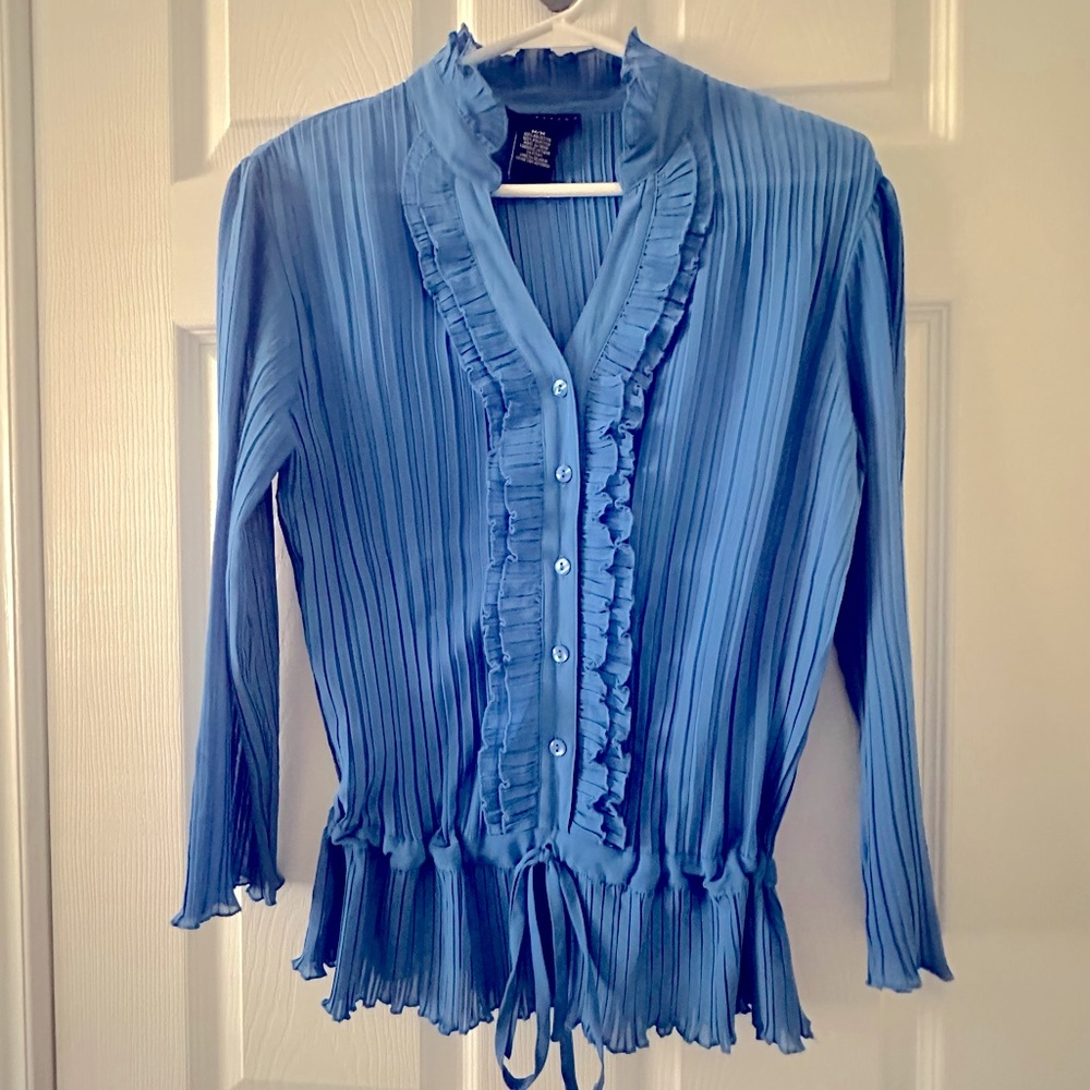 Blue Ruffled Women's Top